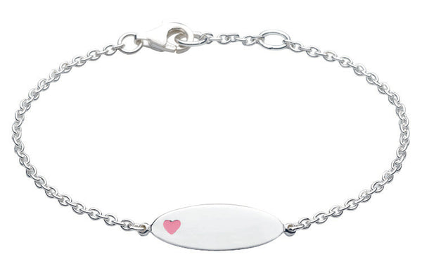 Dew - Sterling Silver ID Bracelet With Pink Heart | Mimosura Jewellery ...