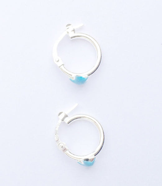 Blue Star Sterling Silver Hoop Earrings | Mimosura Jewellery For Kids