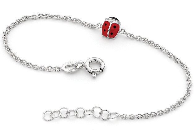 Sterling Silver Ladybug Personalized Bracelet for Kids