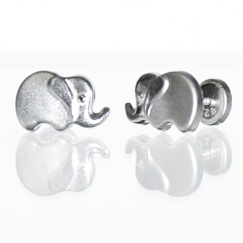 Baby Elephant 4mm Sterling Silver Baby Children Screw Back Earrings